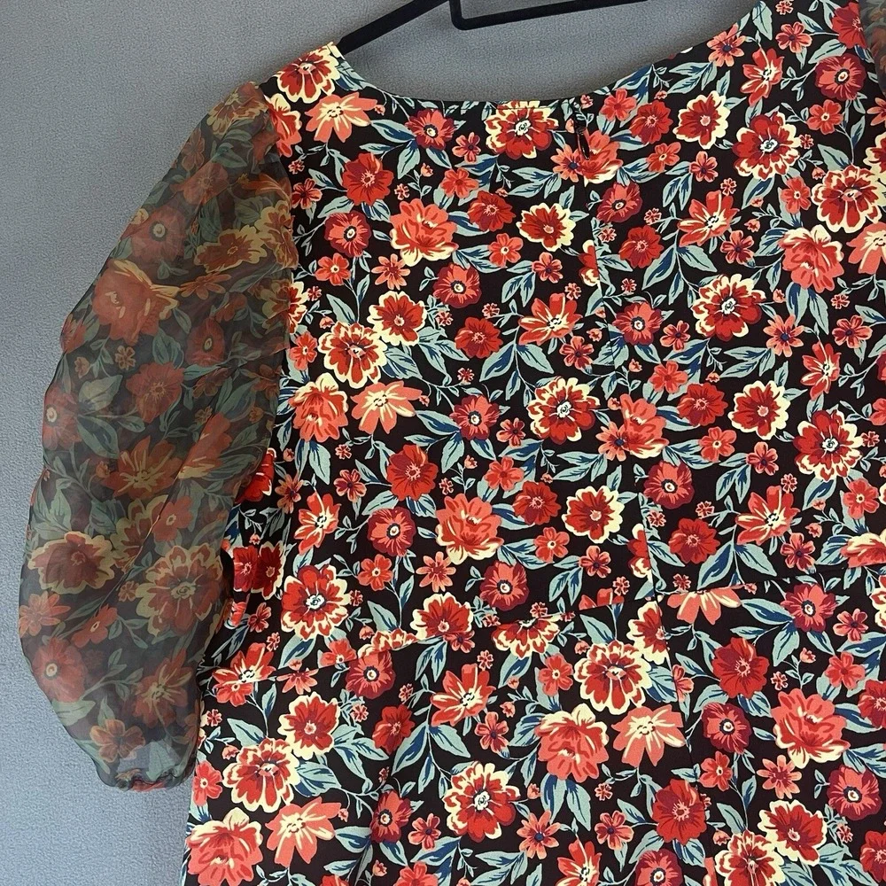Torrid Mini Scuba‎ Crepe Organza High Neck Puff Sleeve Dress Women Size 26
